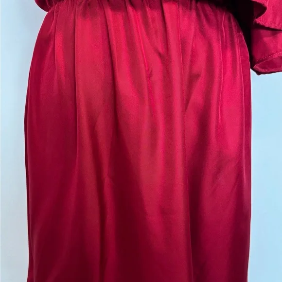 SILK One-Shoulder Red Ruffle Dress - Picture 3 of 14